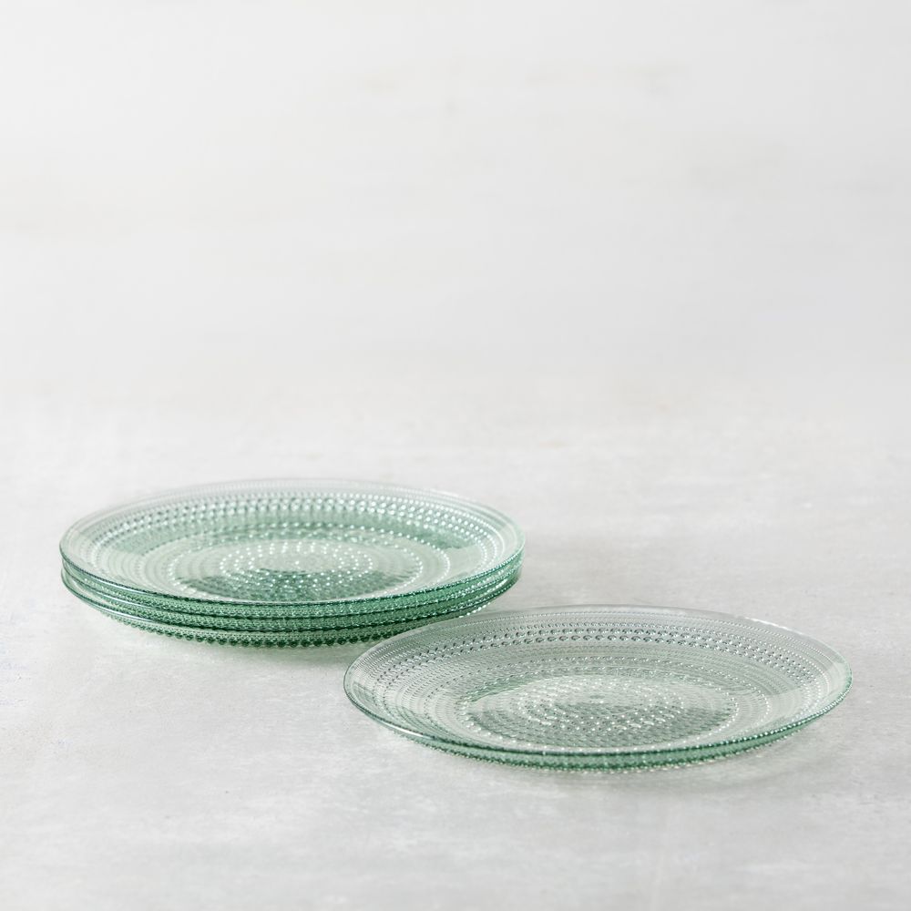 Alma Sage Glass Dinner Plates, Set of 4