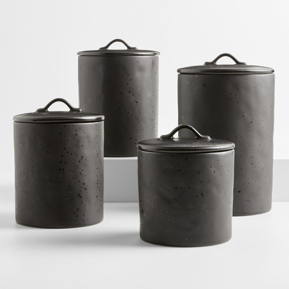 Marin Matte Black Stoneware Canisters