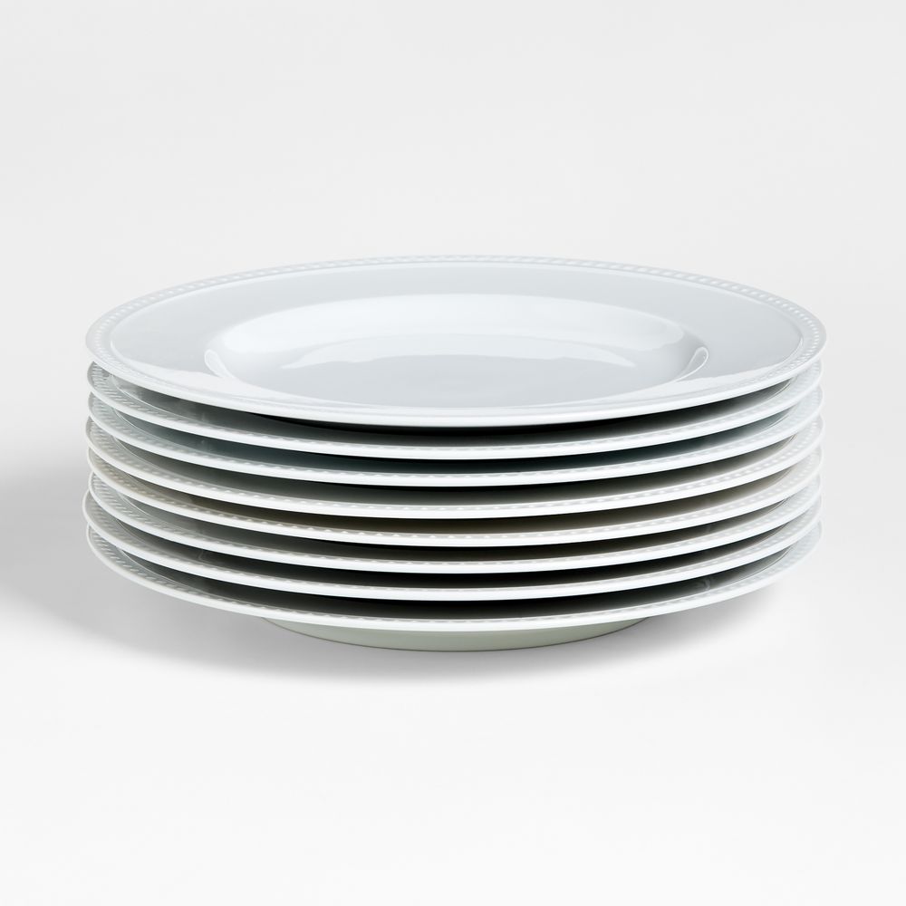 Staccato White Porcelain Dinner Plates, Set of 8