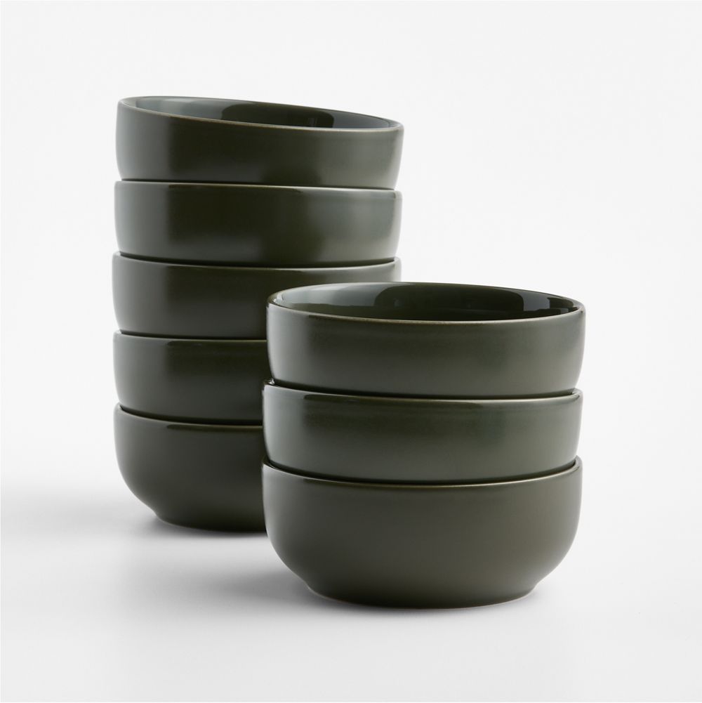 Hudson Burnt Green Stoneware Cereal Bowls, Set of 8