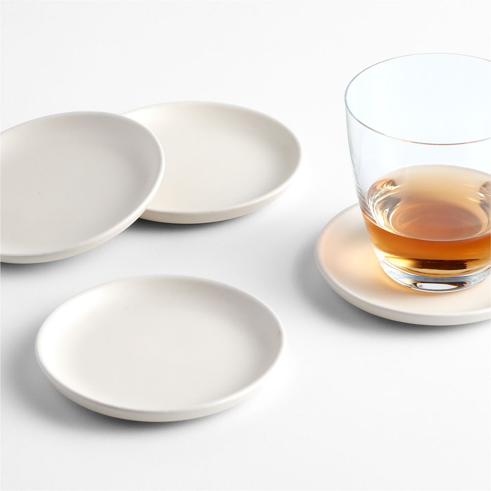 Craft Linen Cream Stoneware Coasters, Set of 4
