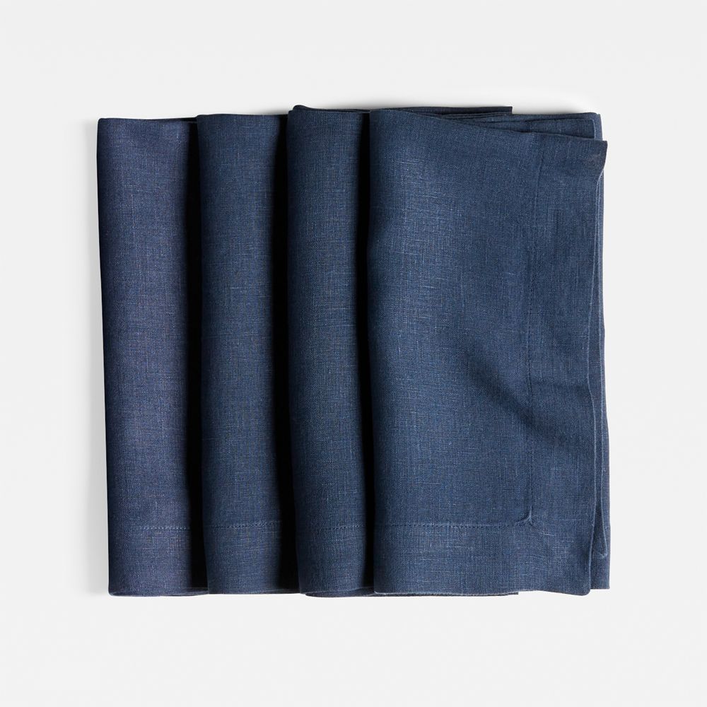 Marin Indigo European Linen Napkins, Set of 4
