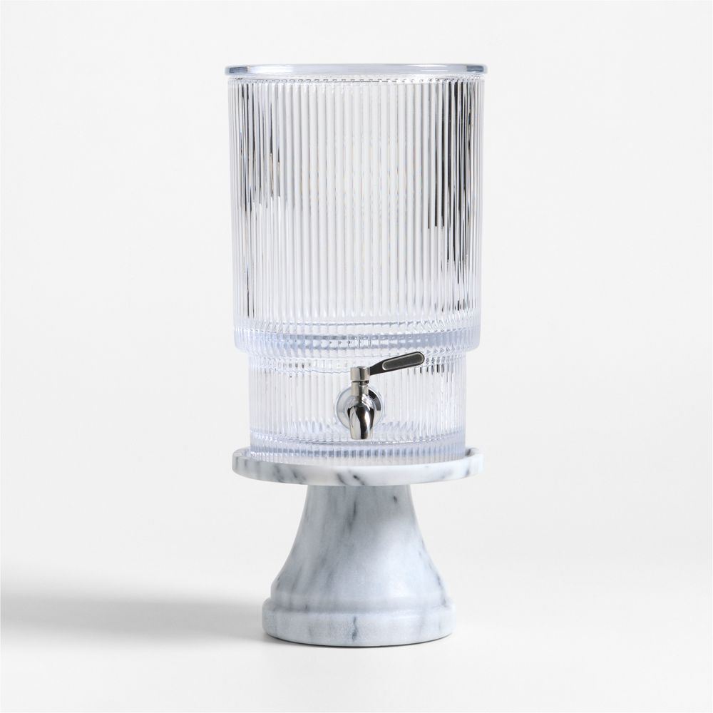 Atwell 1.7-Gallon Ribbed Glass Drink Dispenser with French Marble Stand Set