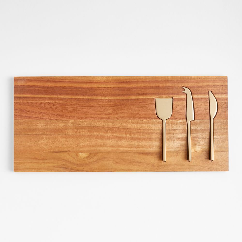 Octavia Small Wood Board with Cheese Knives