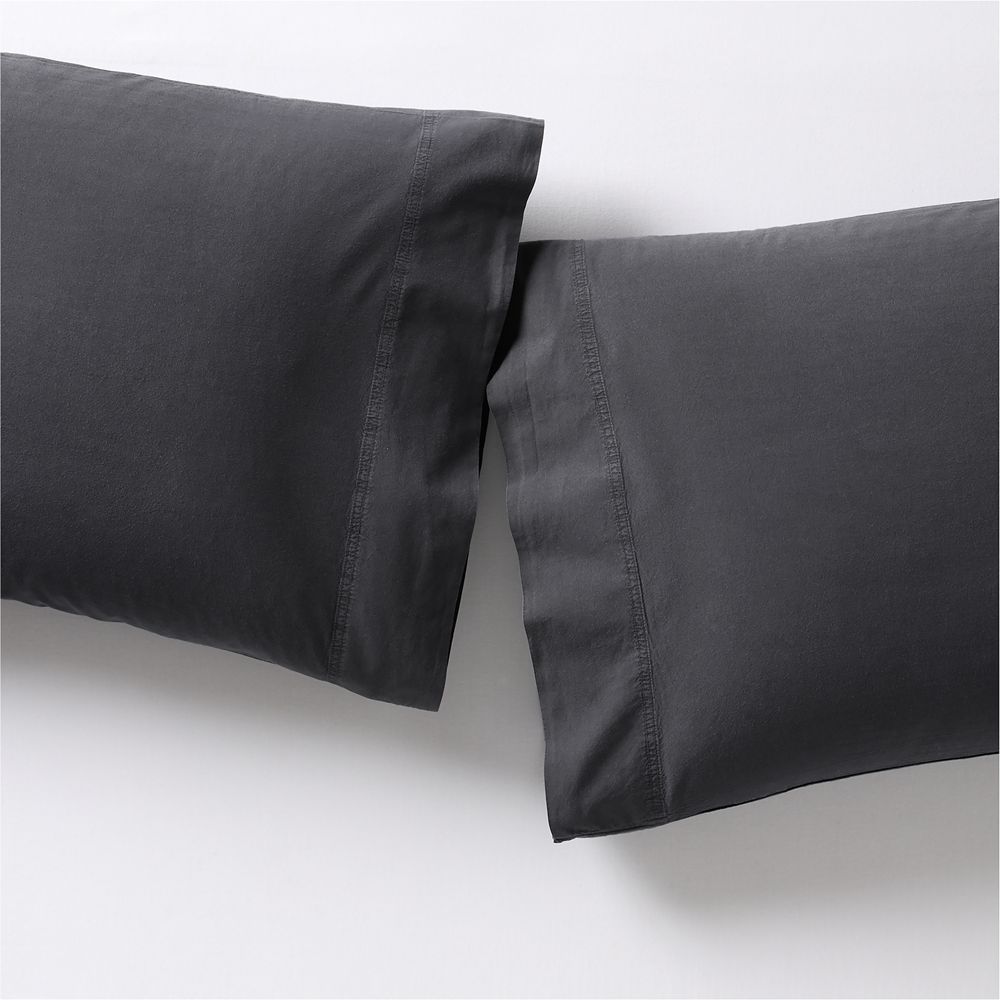 Favorite Washed Organic Cotton Midnight Navy Blue Pillowcases, Set of 2