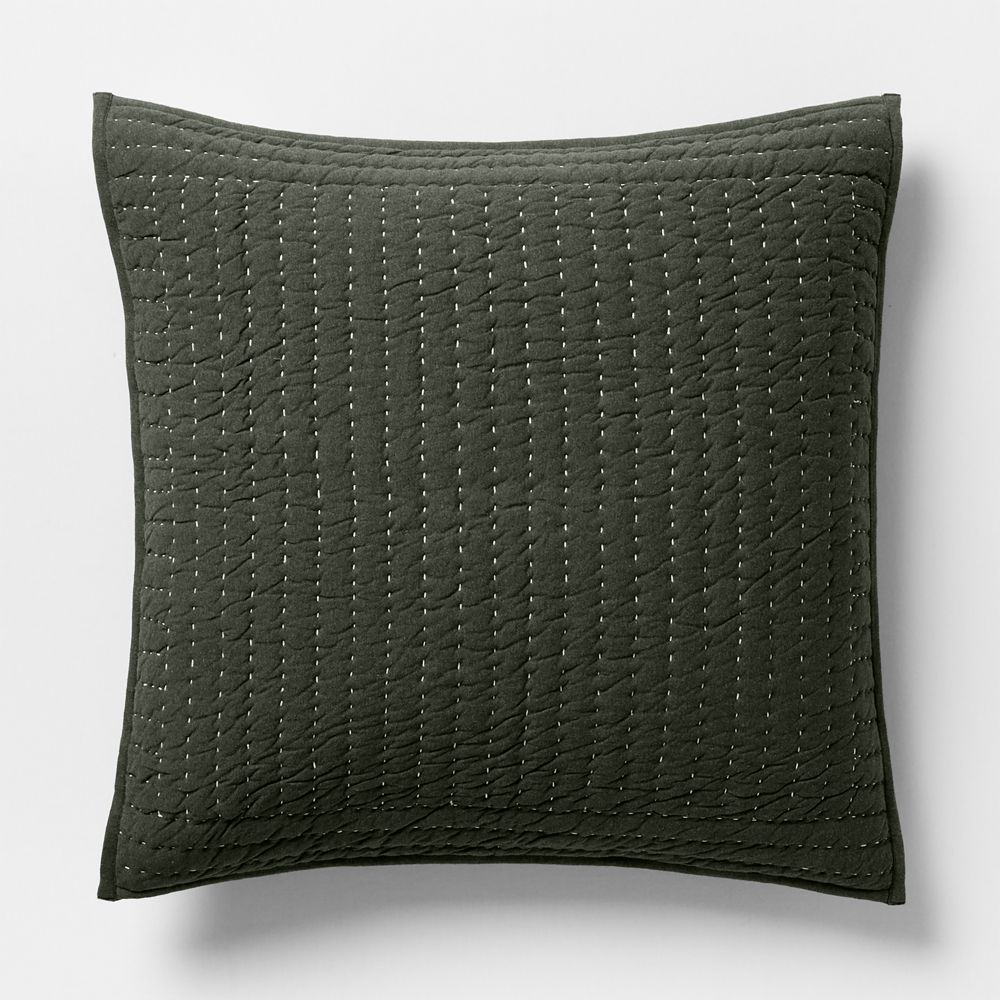 Cozysoft Organic Cotton Jersey Ficus Green Quilted Bed Pillow Sham