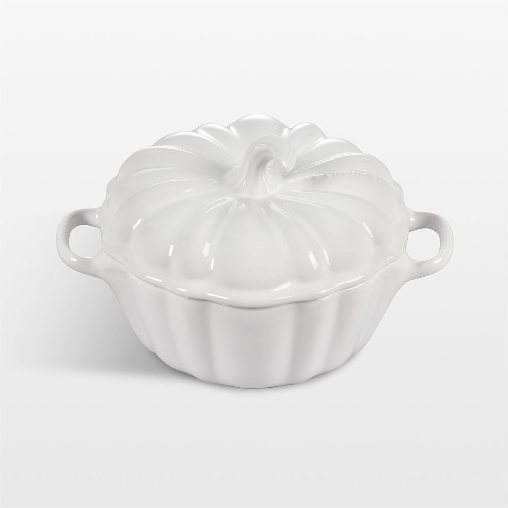 Le Creuset White 12-oz. Figural Pumpkin Stoneware Mini Cocotte