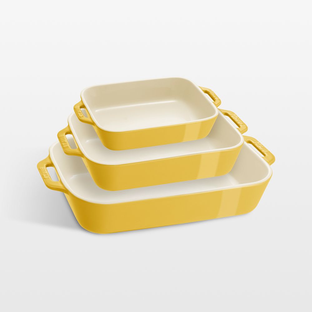 Staub Citron Rectangular Bakers, Set of 3