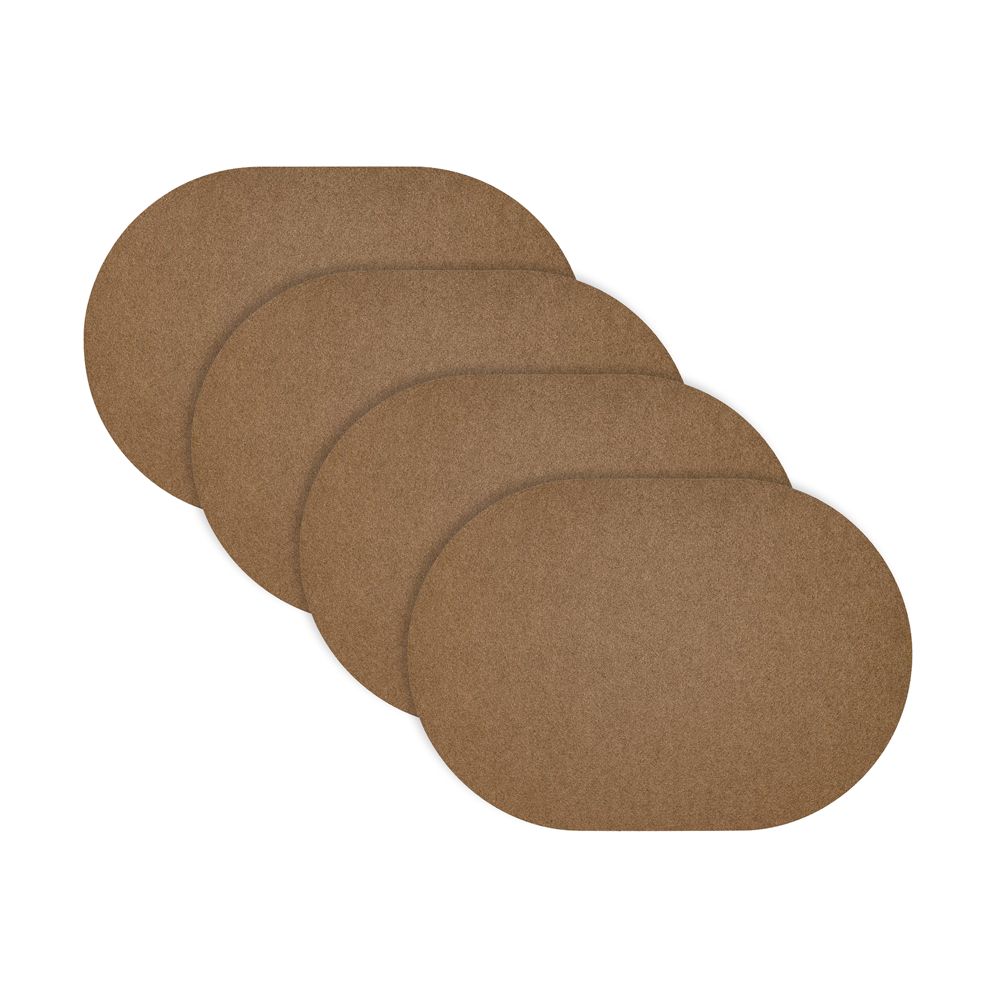 Cashmere Brown Felt Oval Placemats, Set of 4