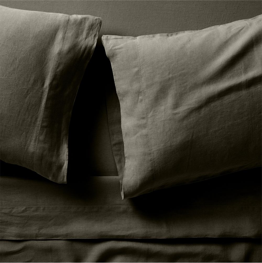 Aire Natural European Linen Burnt Green Bed Sheet Set