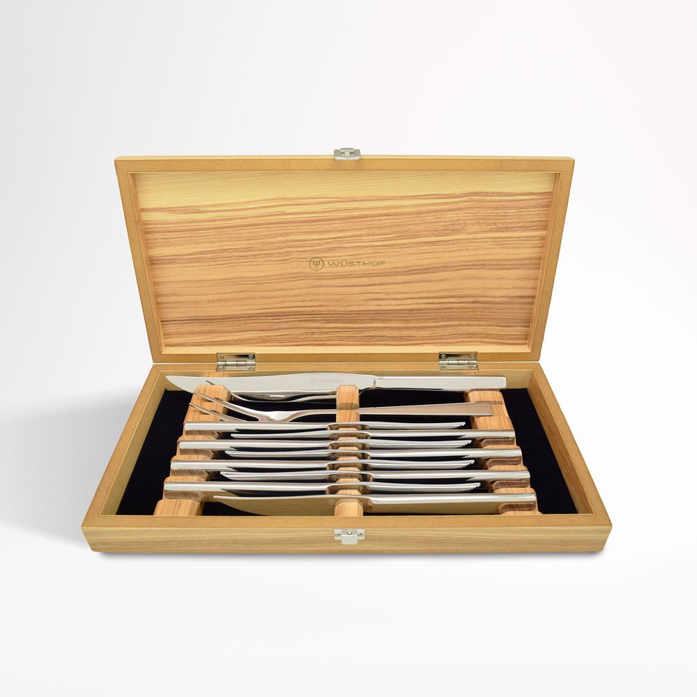 Wusthof Mignon Stainless Olivewood 10-Piece Steak and Carving Set