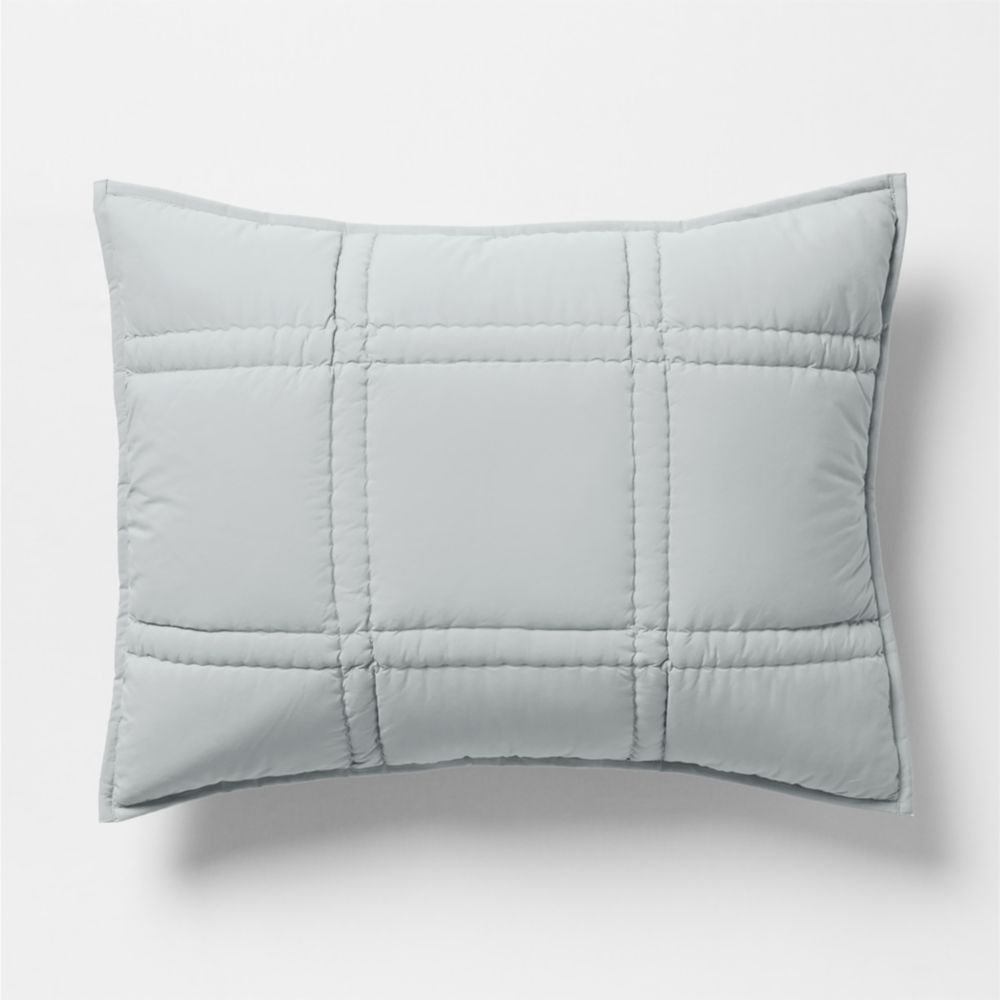 Favorite Washed Organic Cotton Percale Mist Blue Bed Pillow Sham