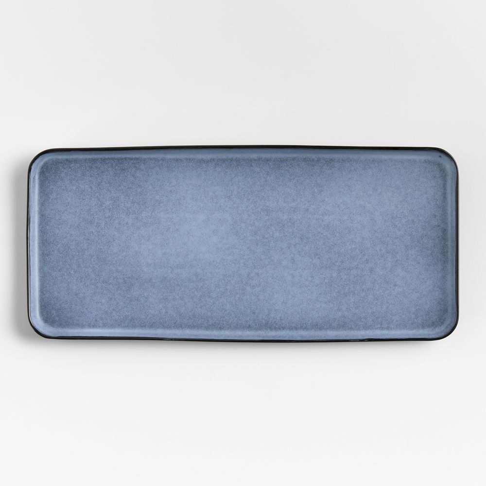 Mercer Arctic Blue Recycled Stoneware Rectangular Platter