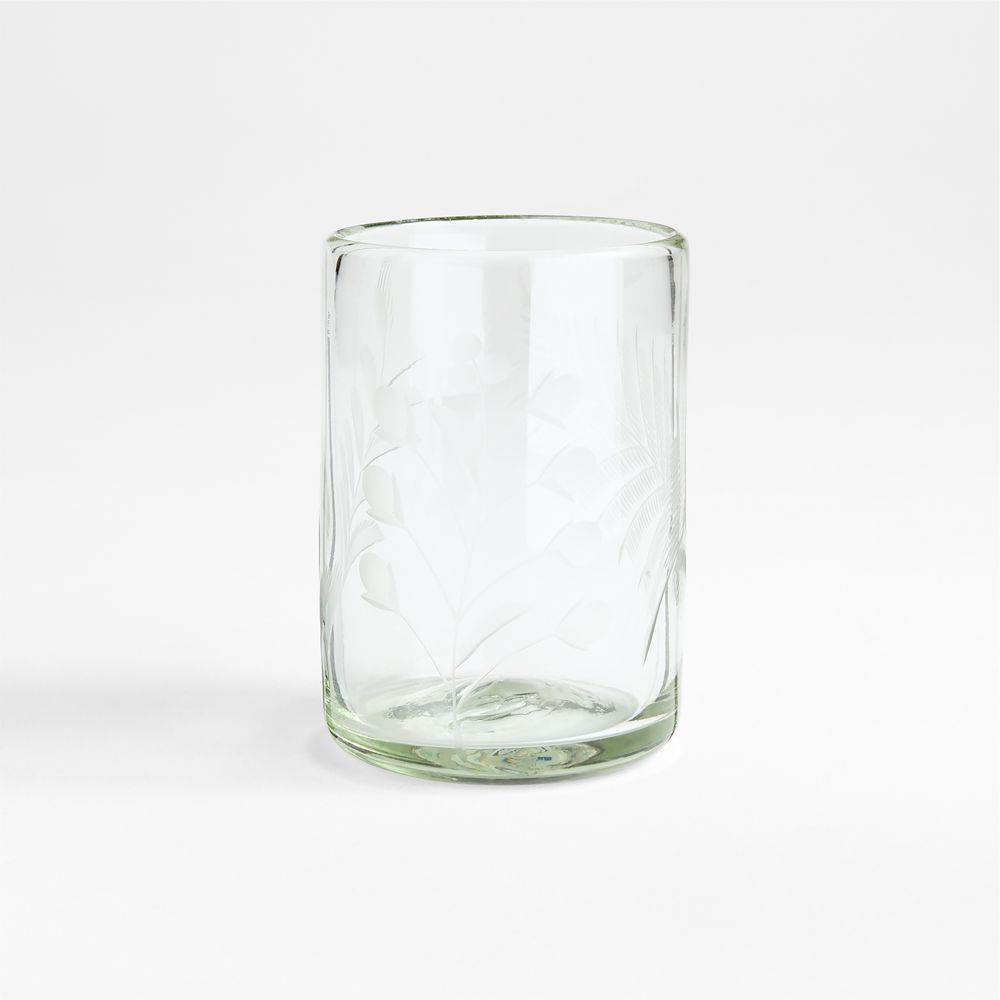 Harvest Floral Recycled Green 8-Oz. Etched Glass