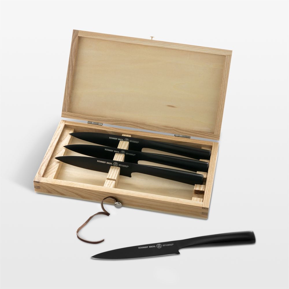 Schmidt Brothers Cutlery Jet Black 4-Piece Steak Knife Set