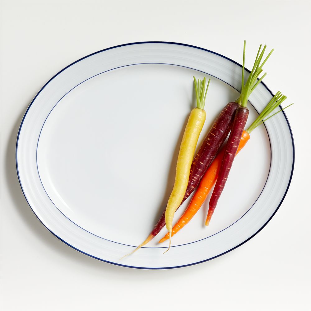 Roulette Blue Band Oval Platter