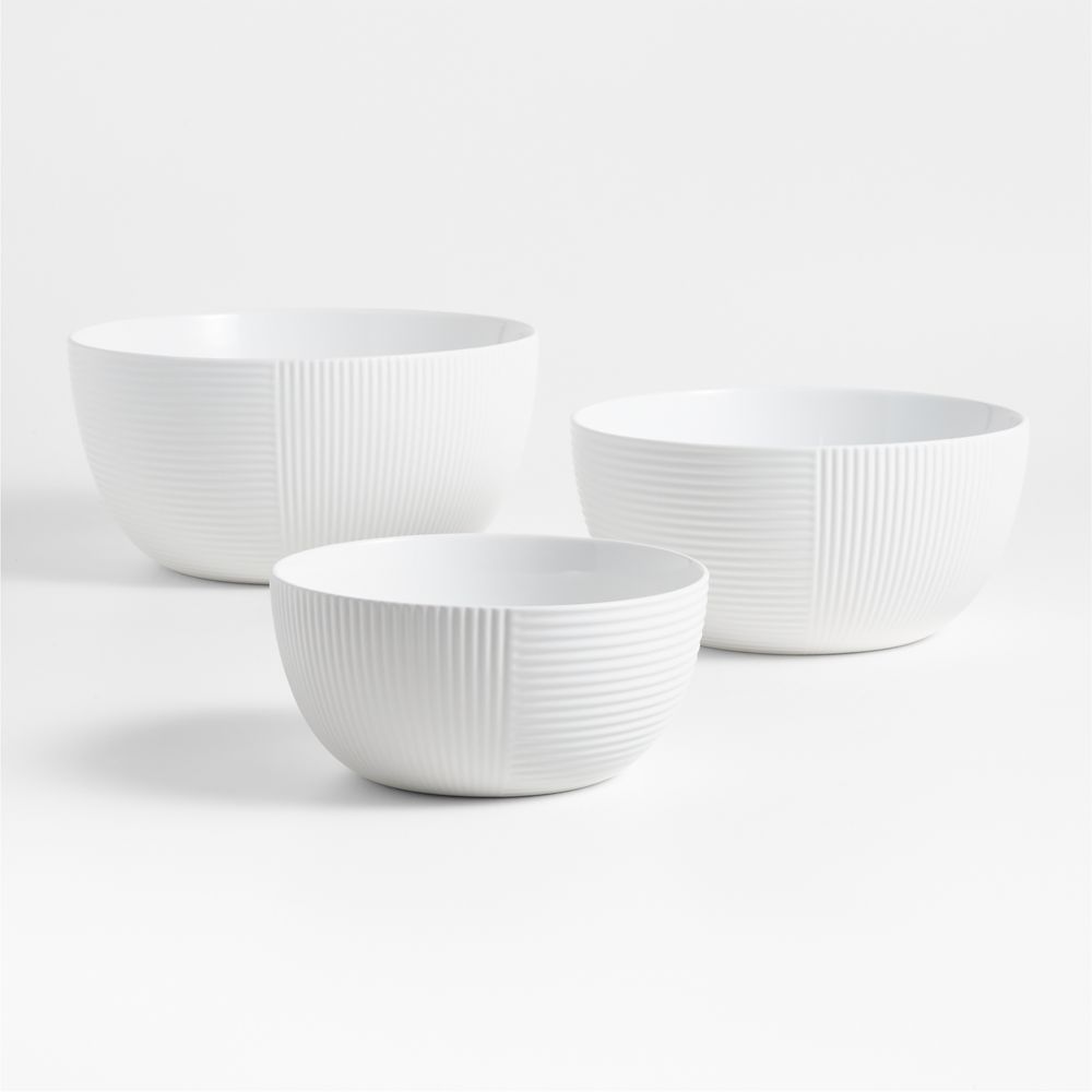 Crate & Barrel Hanno White Ceramic Mixing Bowls, Set of 3