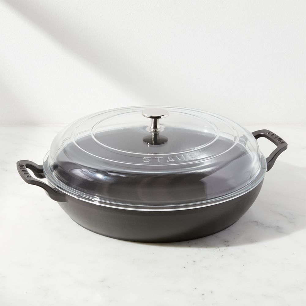 Staub 3.5-Qt Matte Black Braiser with Glass Lid