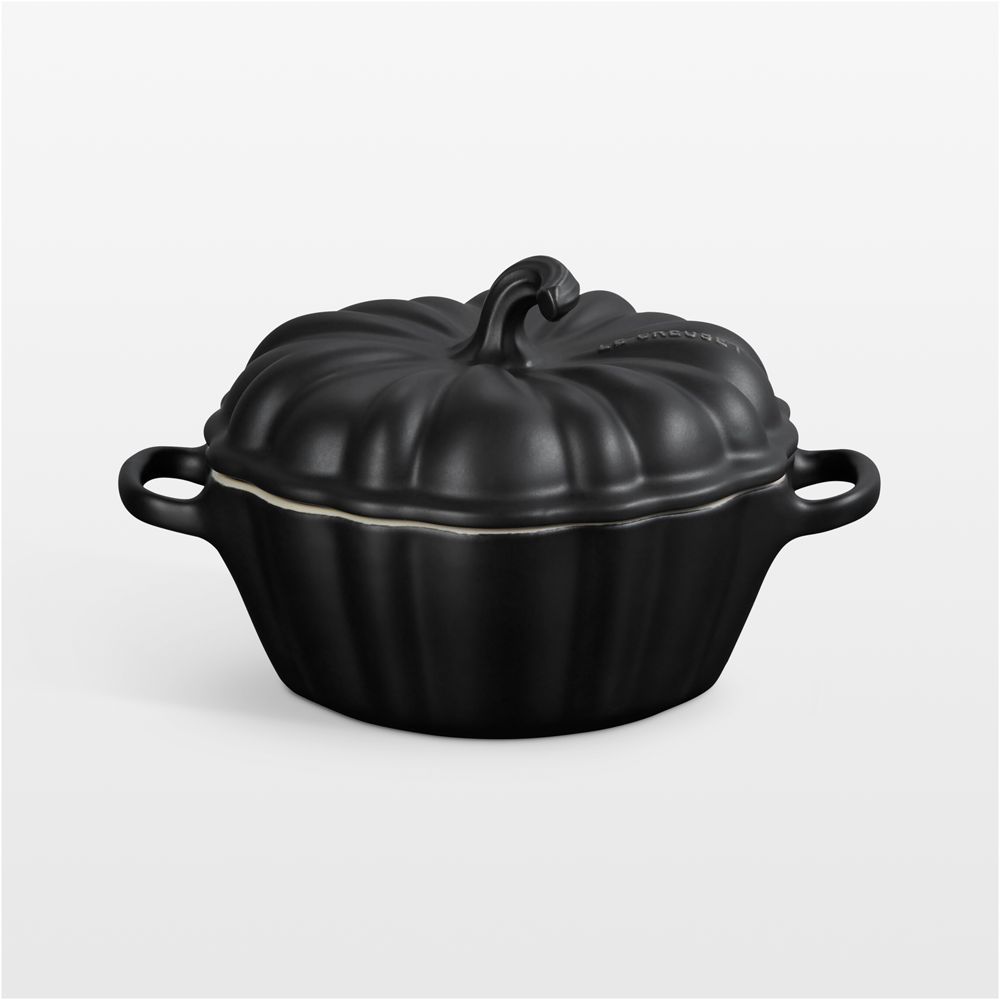 Le Creuset Licorice 12-oz. Figural Pumpkin Stoneware Mini Cocotte
