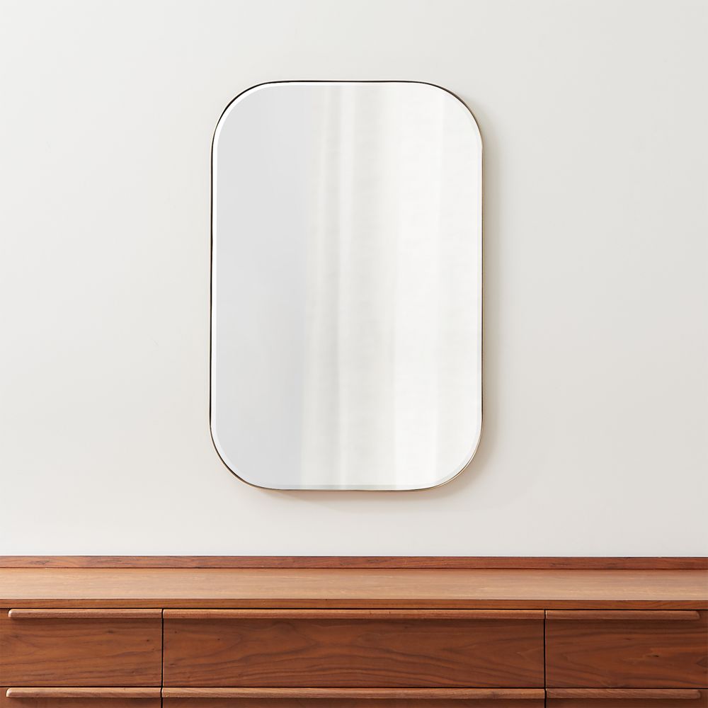 Edge Medium Brass Rounded Rectangle Vanity Mirror 36"x24"