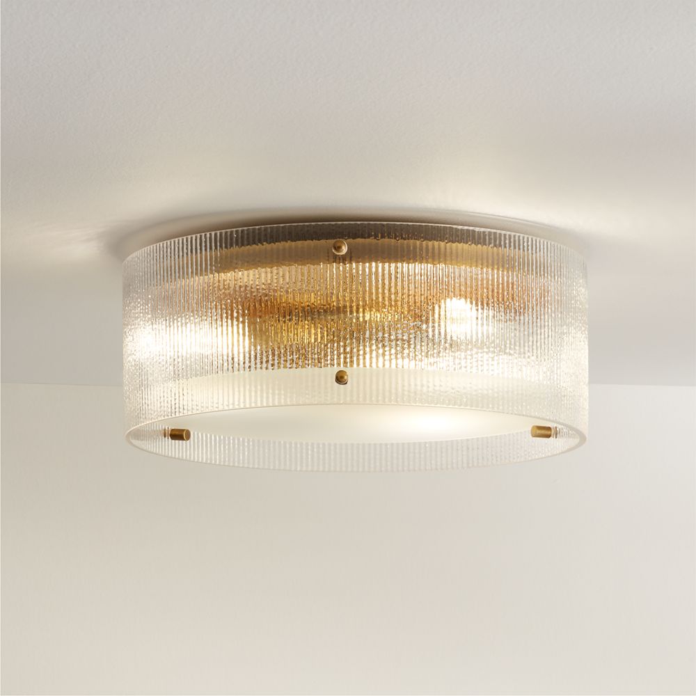 Soleil Fluted Glass Flush-Mount Light 15"