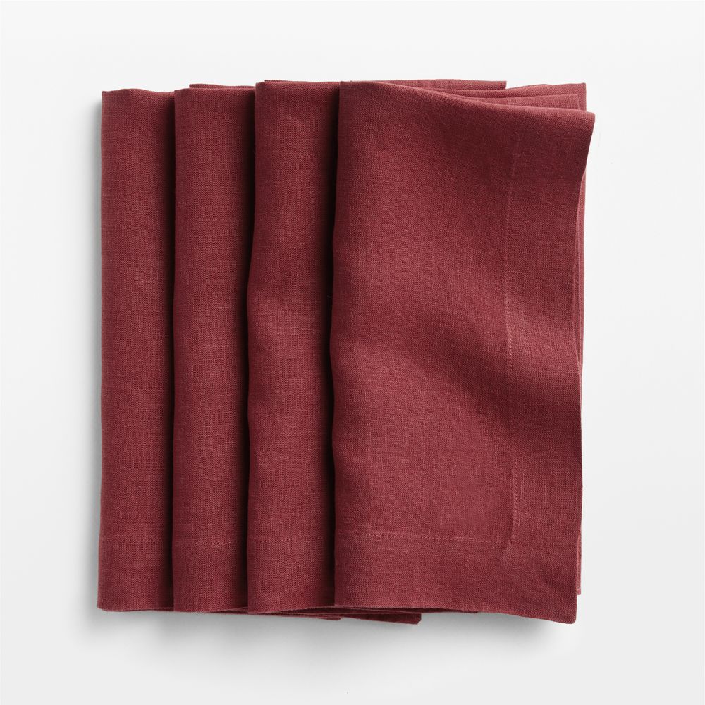 Marin Luminous Red European Linen Napkin, Set of 4