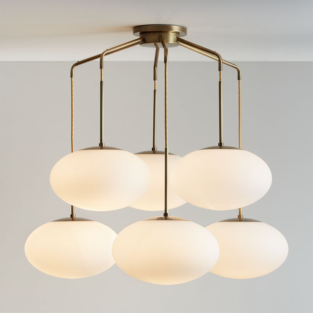 Moon Brass and Glass 6-Light Chandelier 43.7"