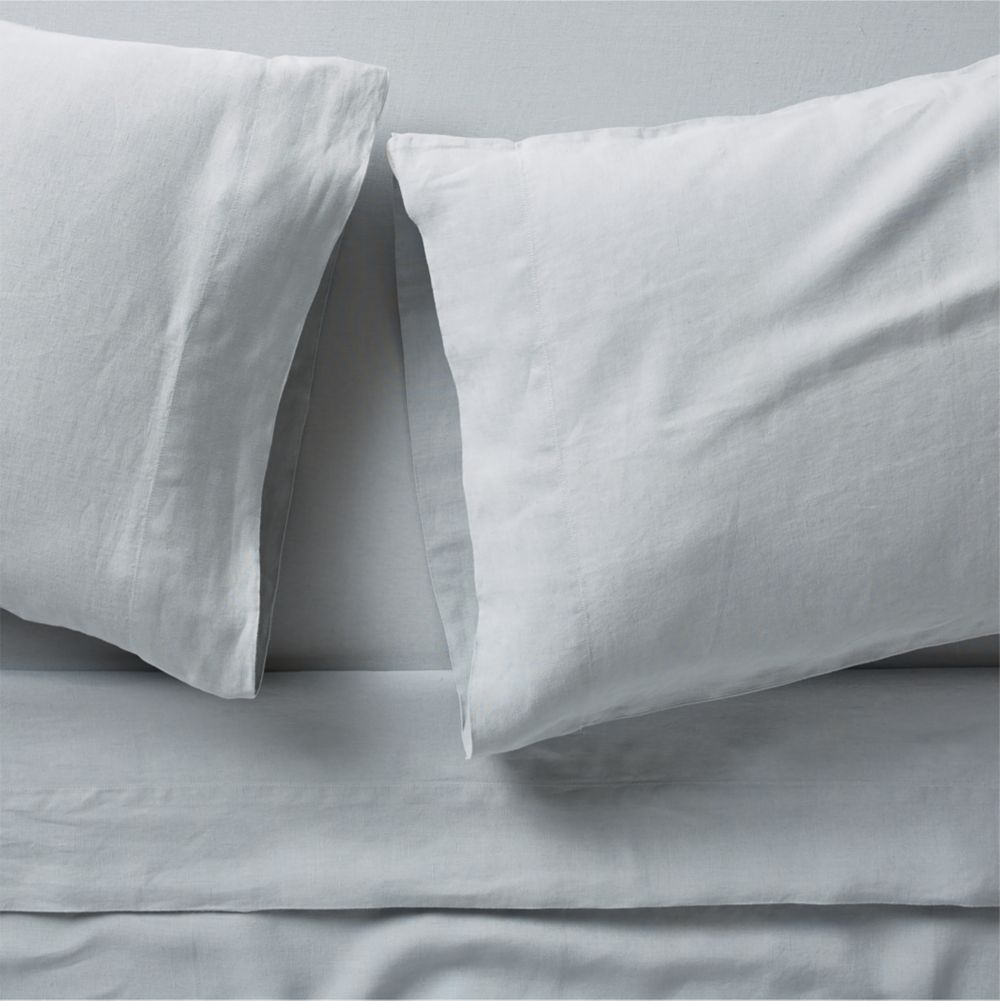 Aire Natural European Linen Mist Blue Bed Sheet Set