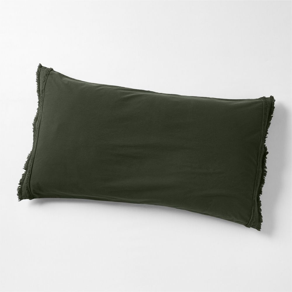 Favorite Washed Organic Cotton Ficus Green Eyelash Bed Pillow Sham