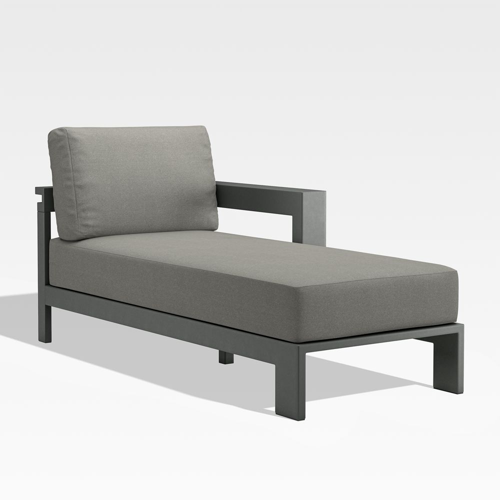 Walker Right-Arm Metal Outdoor Chaise with Sunbrella Cushions
