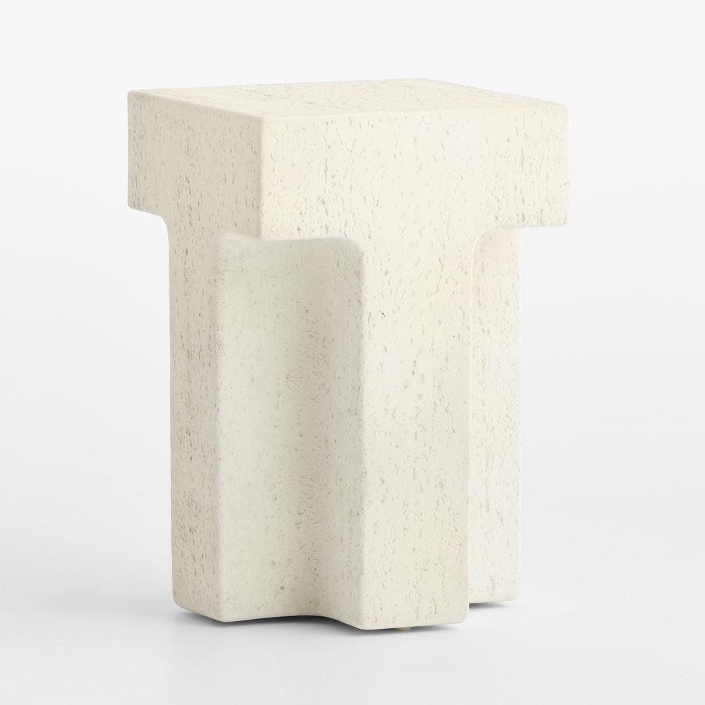 Tito Textured Faux Travertine 14" Side Table