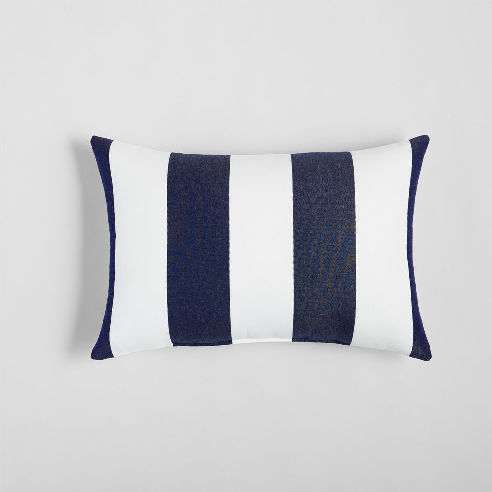 Sunbrella Cabana Stripe Navy Outdoor Lumbar Pillow