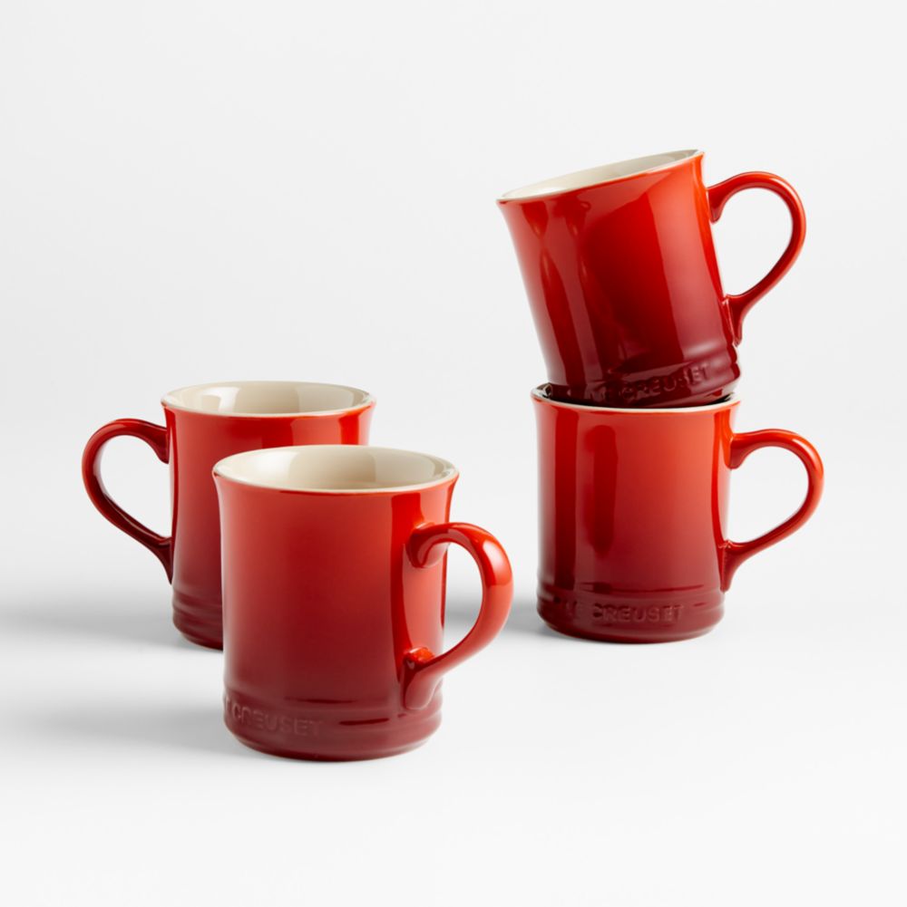 Le Creuset 14-oz. Cerise Stoneware Mugs, Set of 4