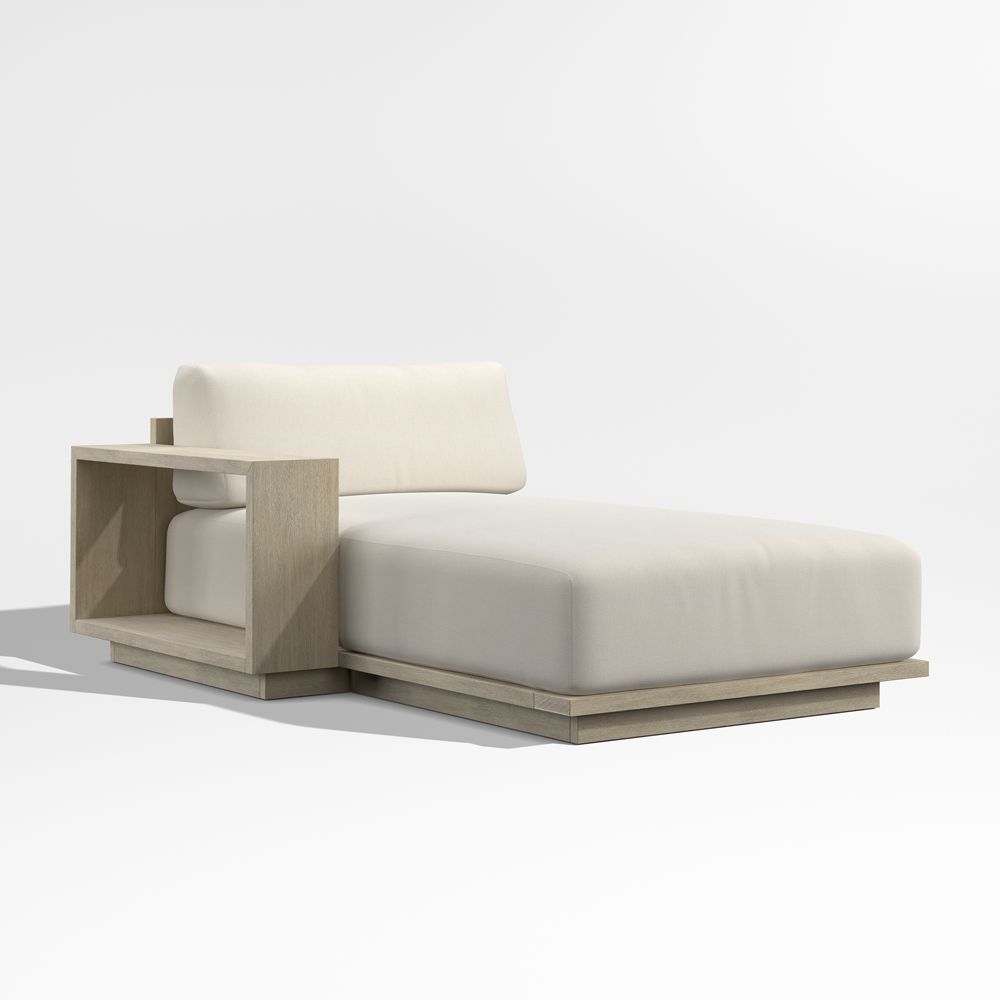 Mallorca Wood Left-Arm Outdoor Chaise Lounge with Cushions