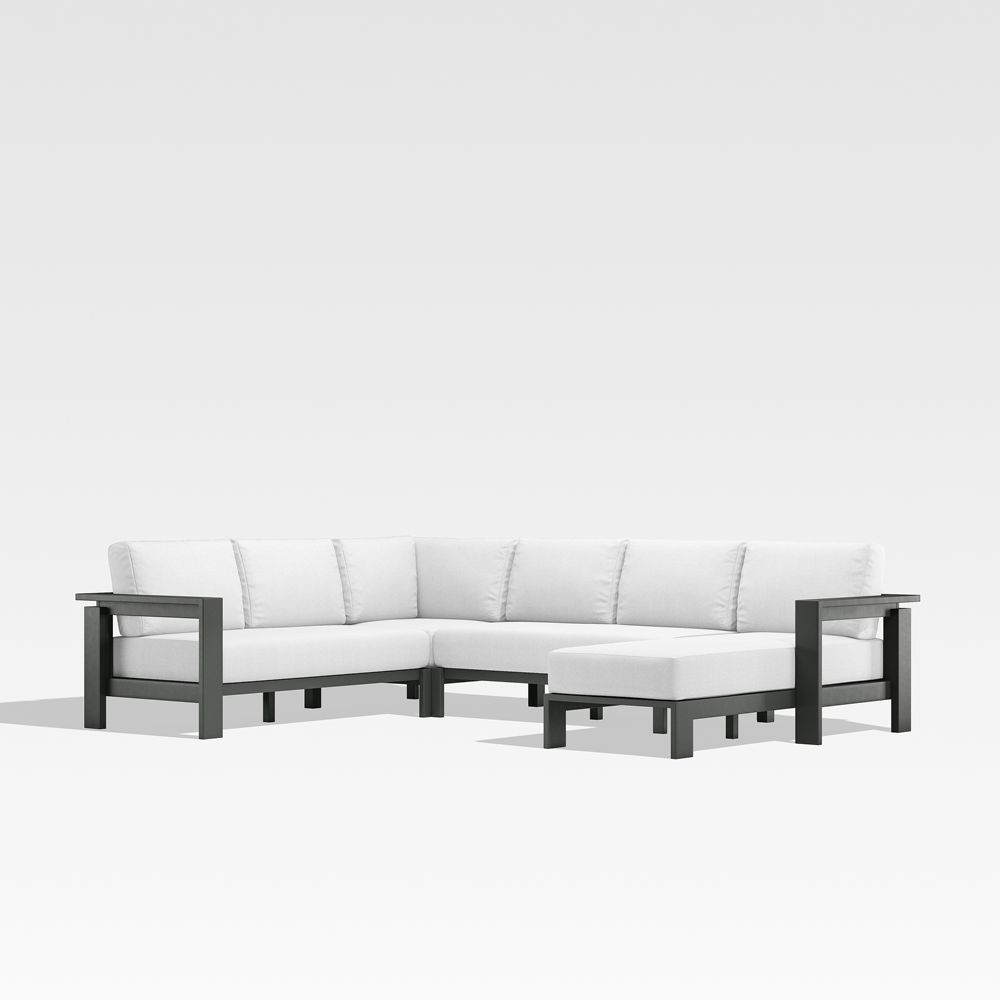 Walker 4-Piece Right-Arm Chaise Metal Outdoor Sectional with Sunbrella Cushions