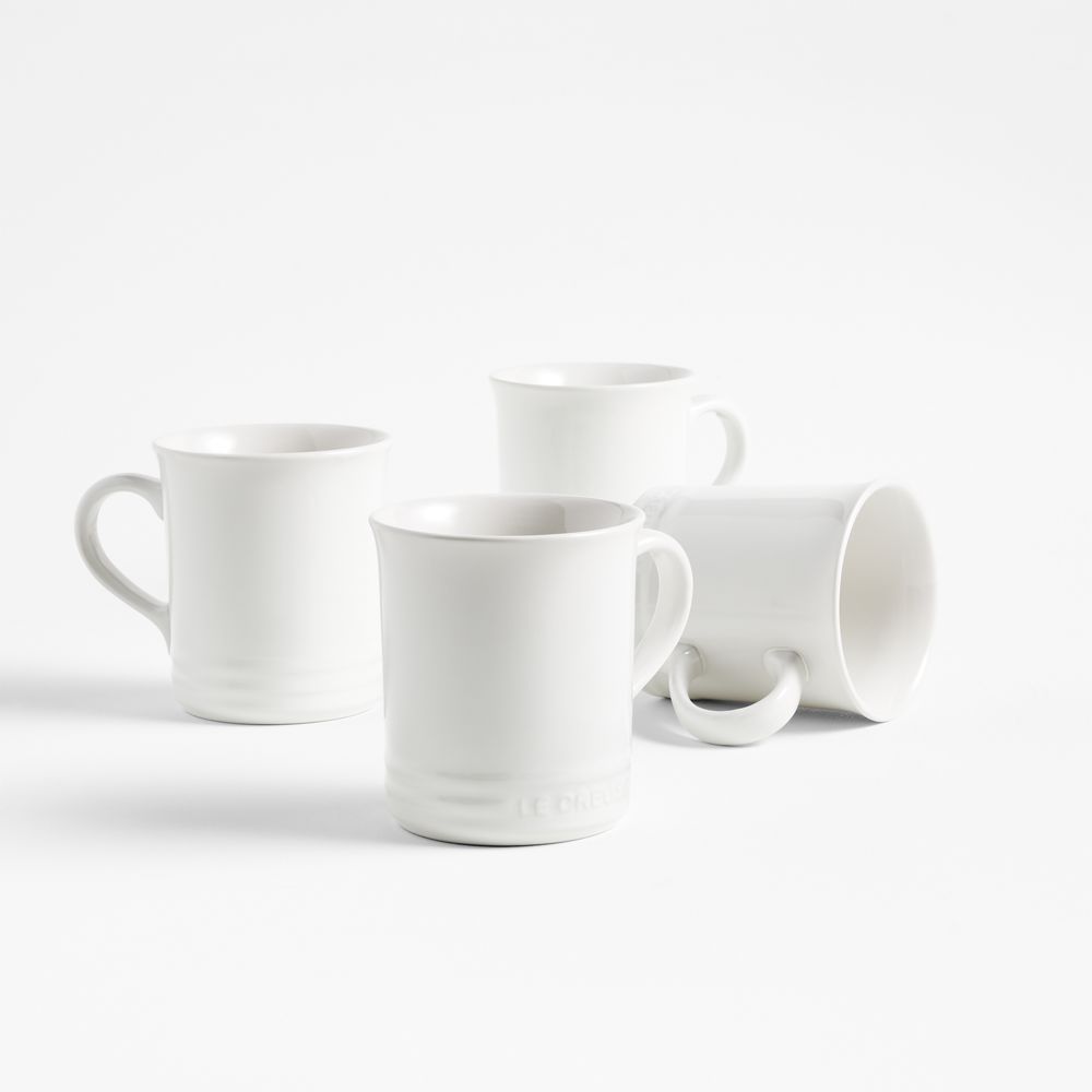 Le Creuset 14-oz. White Stoneware Mugs, Set of 4