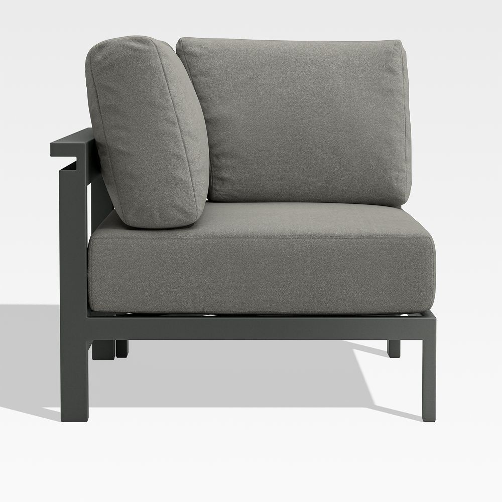 Walker Metal Outdoor Corner Chair with Canvas Charcoal Sunbrella Cushions