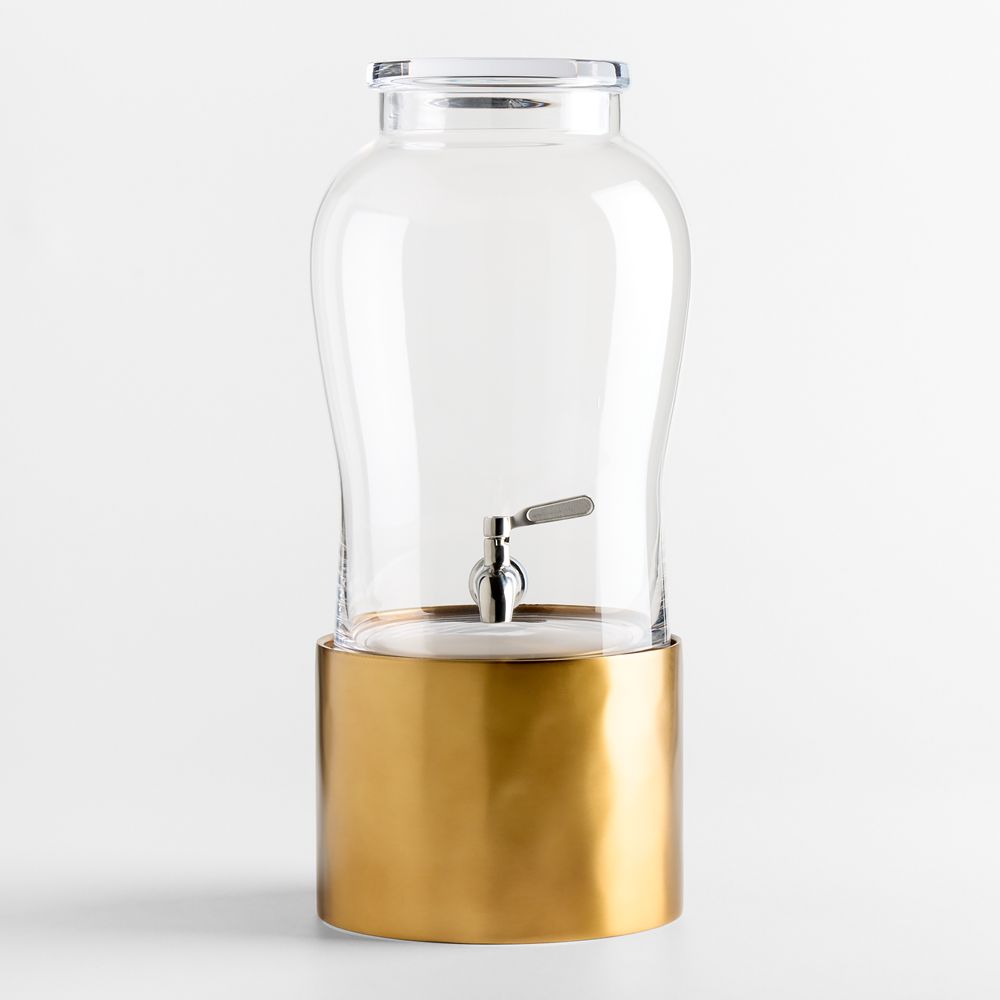 Beau 1.75-Gallon Glass Drink Dispenser with Brass Stand