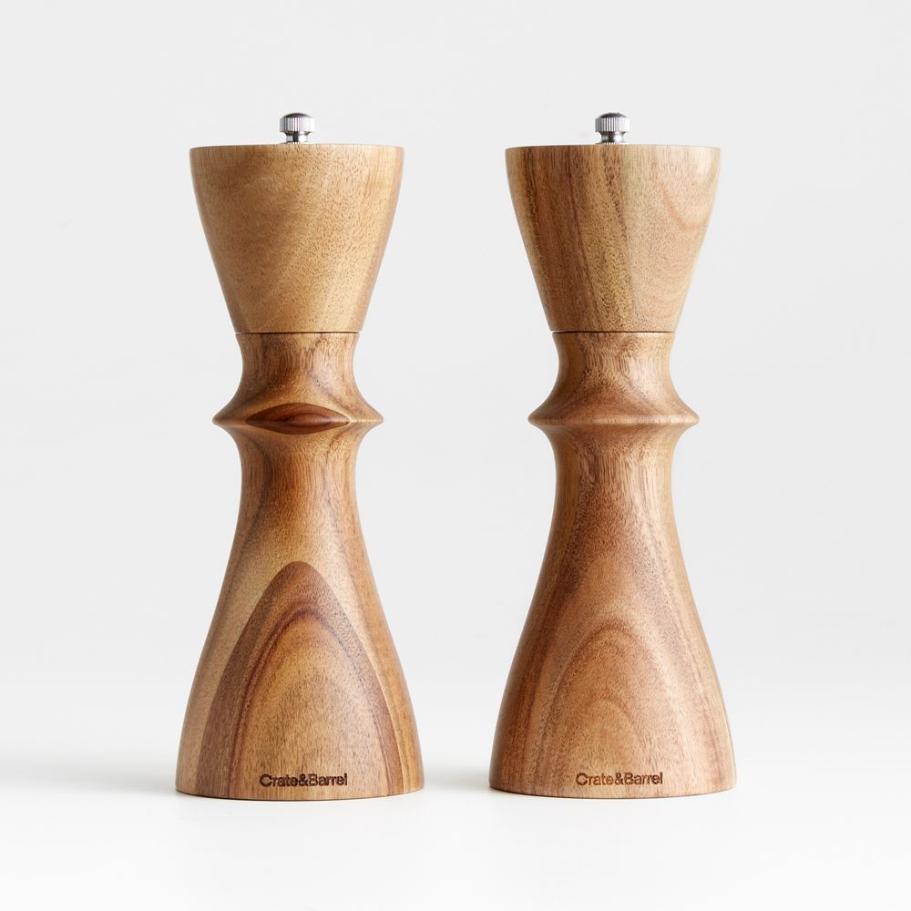 Crate & Barrel Aster Acacia Salt and Pepper Mills