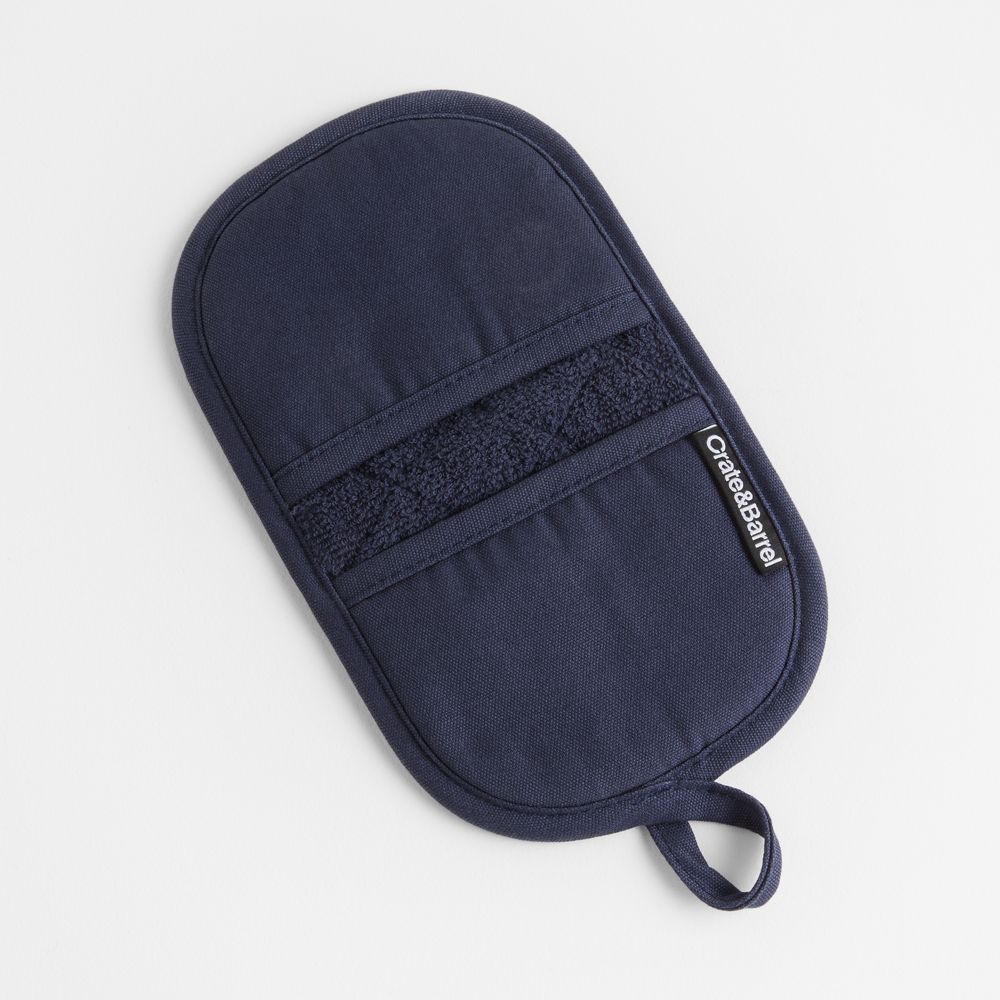 Blue Organic Cotton Pot Holder with Silicone Grip