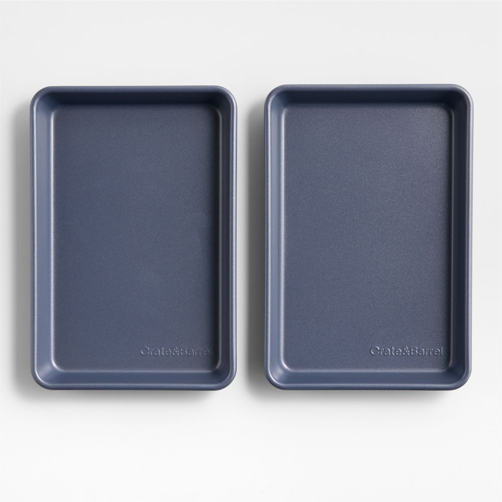 Crate & Barrel Slate Blue Silicone Nonstick 1/8th Sheet Pan, Set of 2