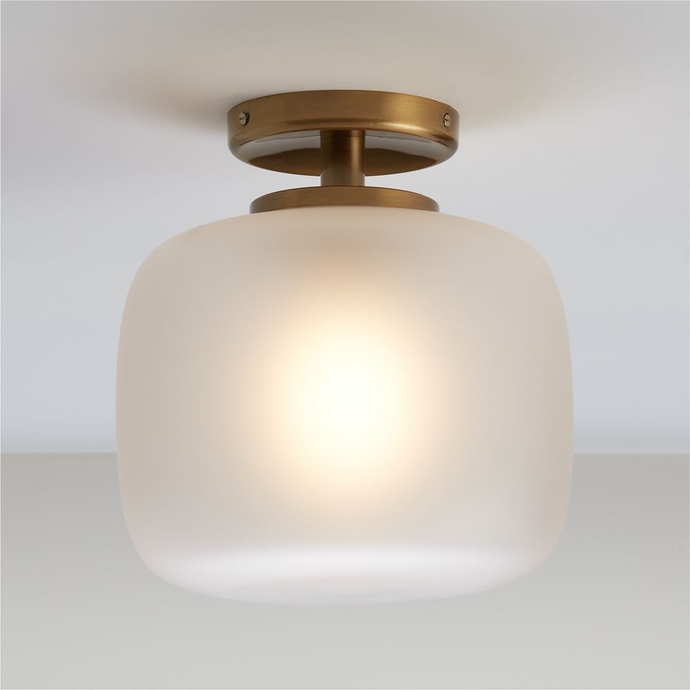 Colombe Burnished Brass and Glass Flush Mount Light 10"