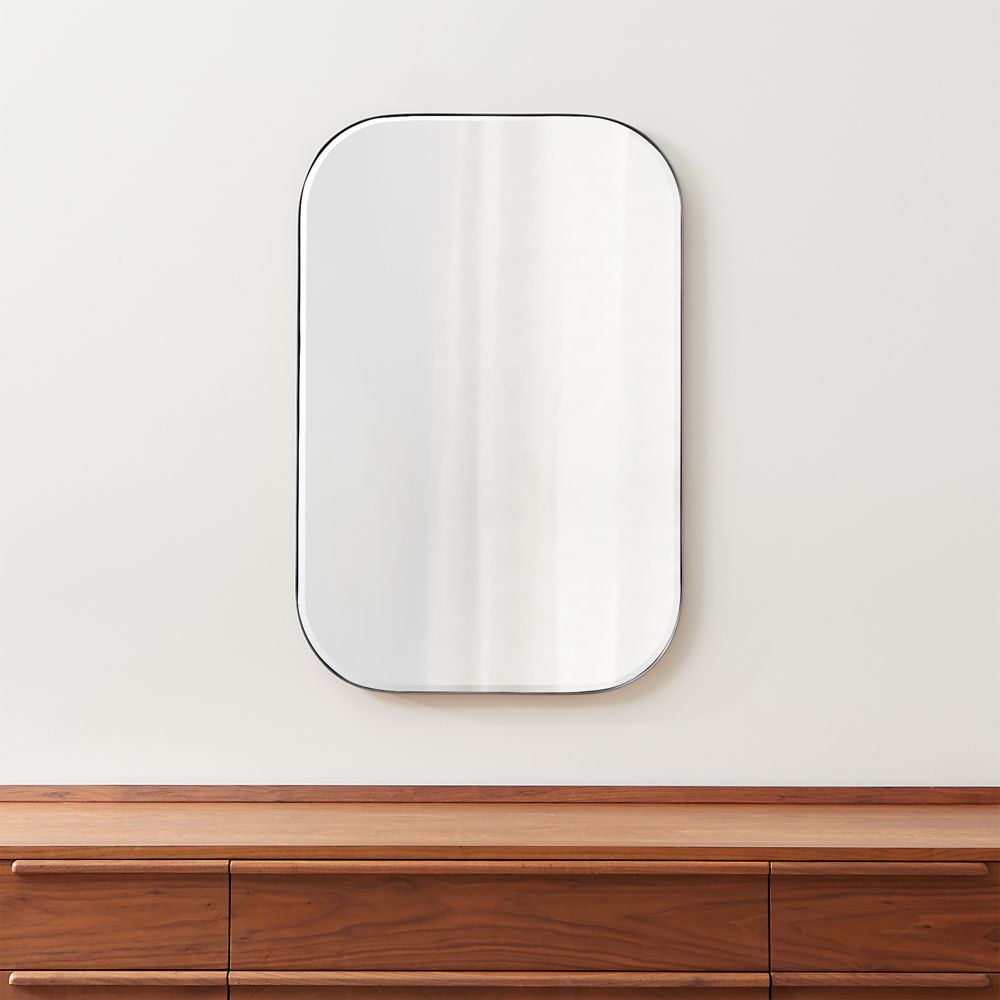 Edge Medium Silver Rounded Rectangle Vanity Mirror 36"x24"