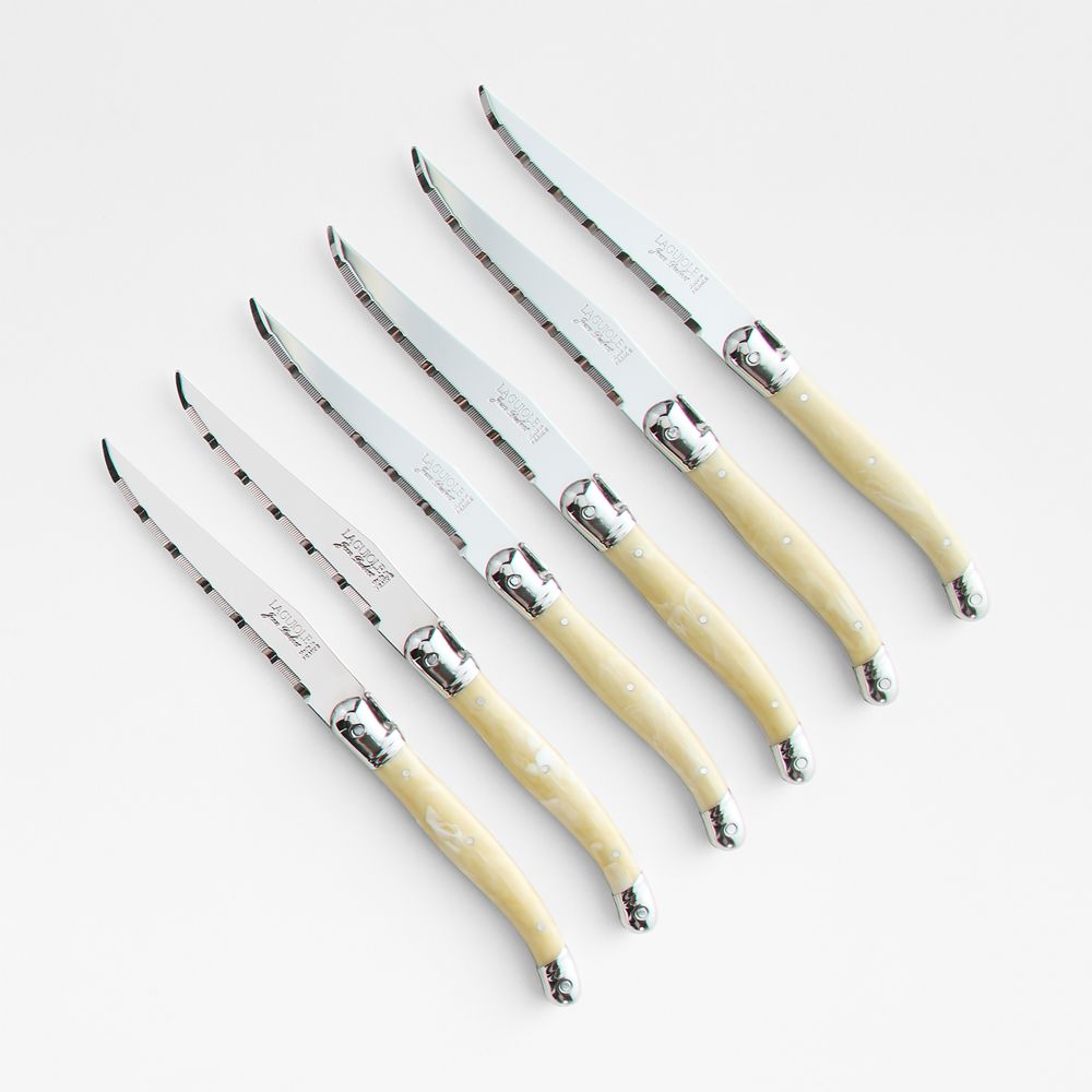Jean Dubost Laguiole Light Horn Steak Knives, Set of 6