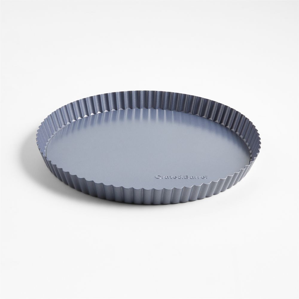 Crate & Barrel Slate Blue 10" Silicone Nonstick Tart Pan with Removable Bottom