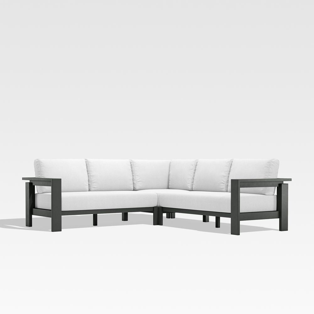 Walker 3-Piece L-Shaped Metal Outdoor Sectional with Sunbrella Cushions