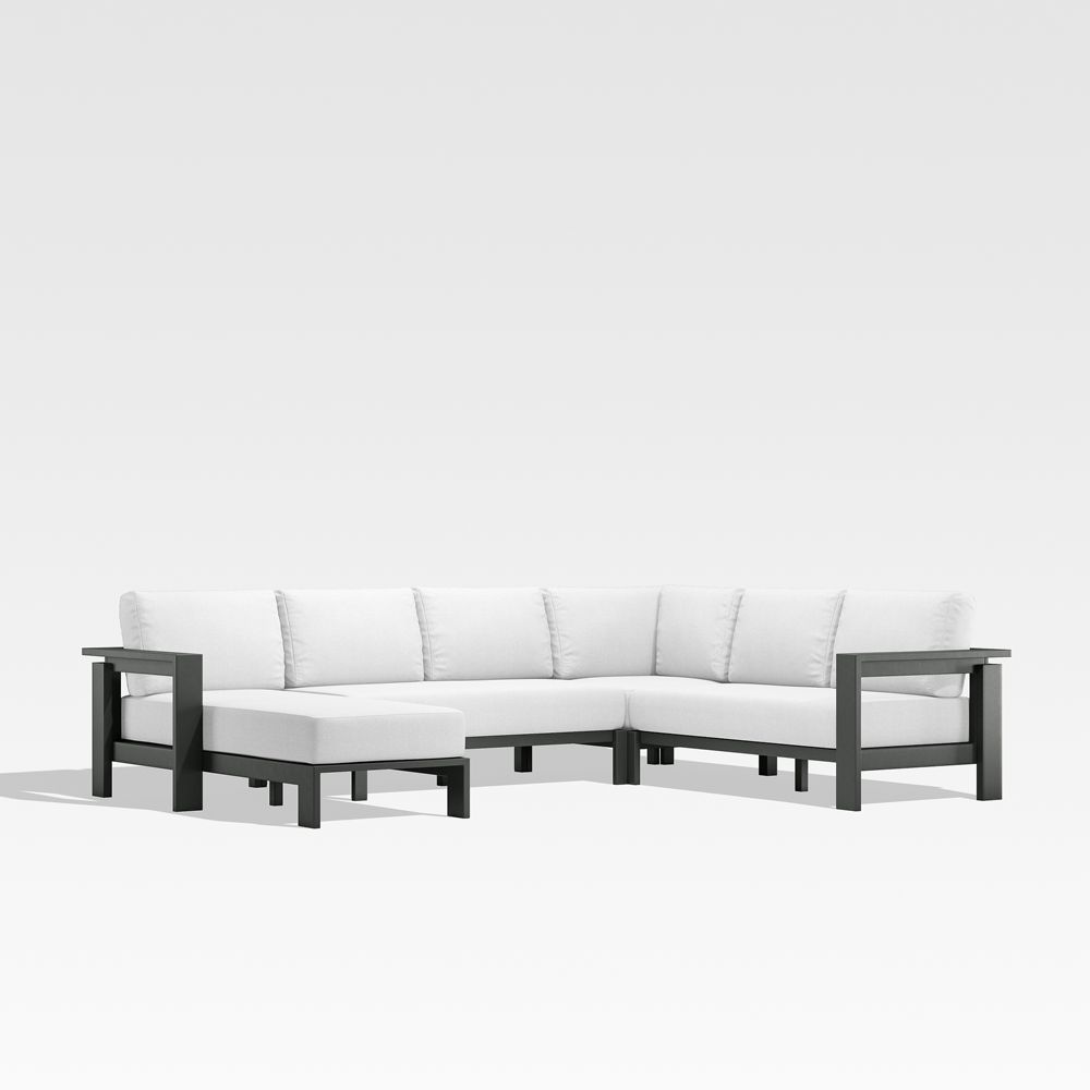 Walker 4-Piece Left-Arm Chaise Metal Outdoor Sectional with Sunbrella Cushions