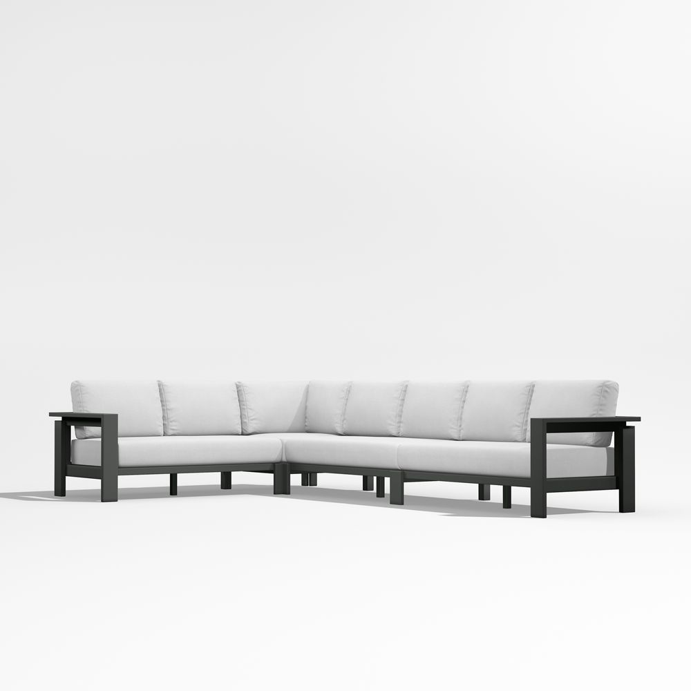 Walker 4-Piece L-Shaped Metal Outdoor Sectional Sofa with Sunbrella Cushions