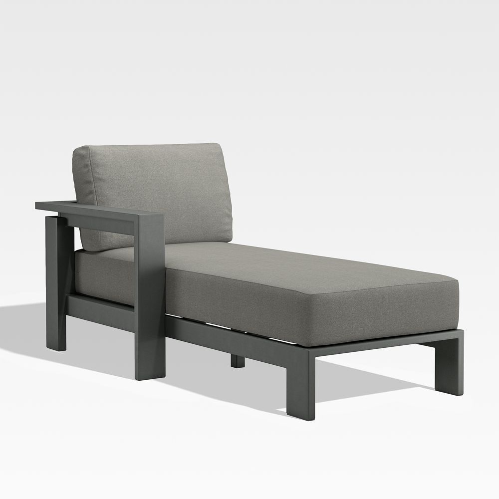 Walker Left-Arm Metal Outdoor Chaise with Sunbrella Cushions