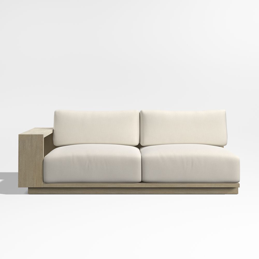 Mallorca 76" Wood Left-Arm Outdoor Sofa with Cushions